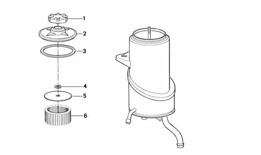 Tapa depósito de dirección asistida OEM 32411134848 para BMW E30, E32, E34. Original BMW.