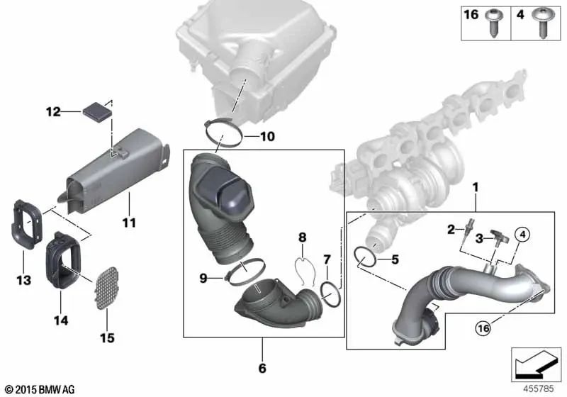 Luftführung para BMW F20N, F21N, F22, F23, F30N, F31N, F34N, F32, F33, F36 (OEM 13718601682). Original BMW