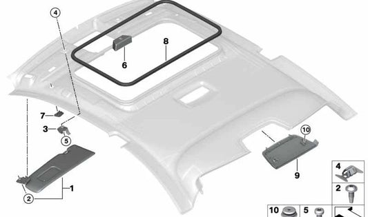 Visera sin etiqueta izquierda para BMW F22, F87 (OEM 51448057937). Original BMW