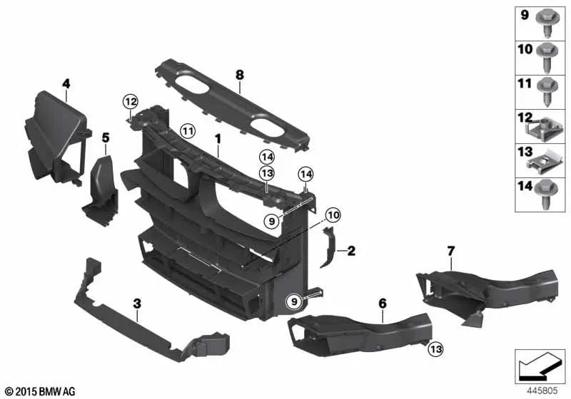 Guía de aire del freno derecho para BMW X6 F16 (OEM 51748059856). Original BMW