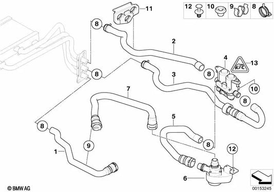 Tubo Radiador-Retorno de Motor para BMW Serie 5 E60, E60N, E61, E61N (OEM 64216912729). Original BMW.