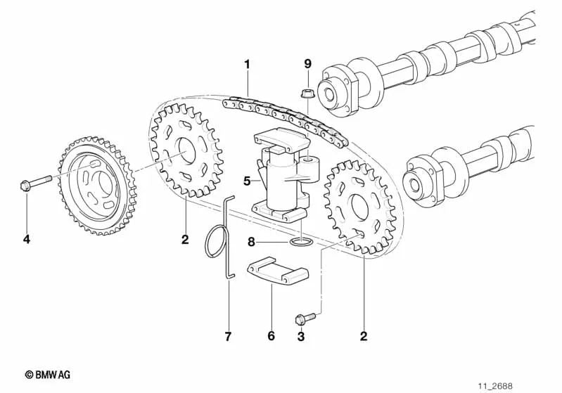 Tuerca de brida para BMW E34, E39, E60, E61, E63, E64, E32, E38, E65, E66, E31, E53, E52 (OEM 11617573839). Original BMW