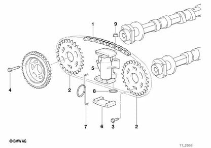 Piñón de Cadena para BMW Serie 5 E39, Serie 7 E38, Serie 8 E31, X5 E53, Z8 E52 (OEM 11311741115). Original BMW.