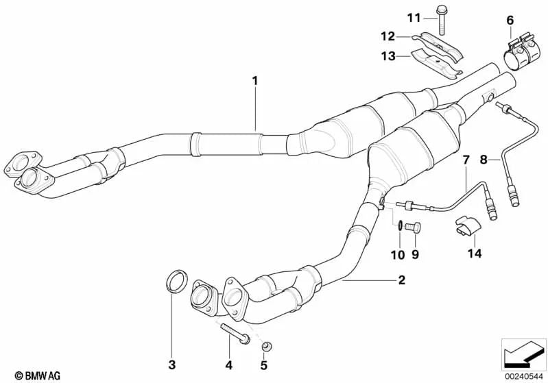 Soporte para BMW E39, E38 (OEM 18201440068). Original BMW