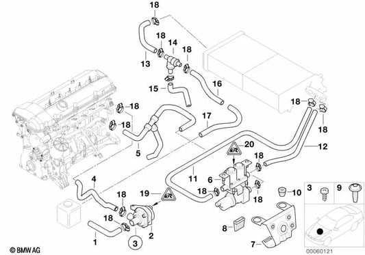 Motorrückschlagventilrohr für BMW E38 (OEM 64218378541). Original BMW