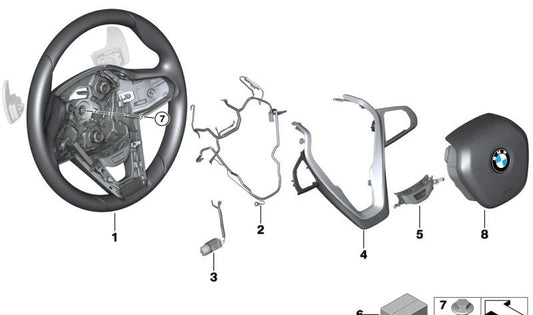 Volante Deportivo de Cuero para BMW Serie 3 G20, G21, G28, Serie 4 G22, G23, G26 (OEM 32307950714). Original BMW.