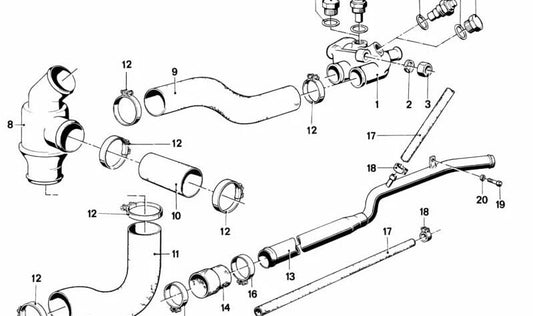 Tubo de agua para BMW Serie 5 E12 (OEM 11531266466). Original BMW