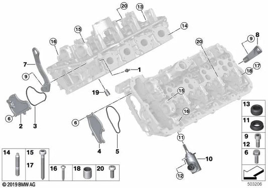 Lasche para BMW Serie 5 F90, G30, Serie 7 G11, G12, G70, Serie 8 F91, G14, X5 G05, X6 G06, X7 G07 (OEM 11128611345). Original BMW.