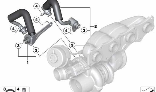 Retour de refroidissement du tube pour BMW F20, F21, F22, F23, F30, F31, F34, F35, F32, F33, F36, F10, F11, F18, E84, F25, F26, F15, F16, E89 (OEM 11538853293). BMW d'origine