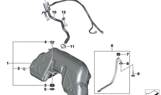 Filler pipe for BMW Z4 G29 (OEM 16117433908). Original BMW