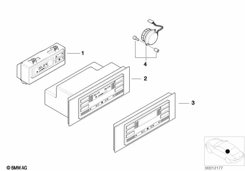 Automatic Climate Control Panel for BMW E38 (OEM 64118380502). Original BMW.