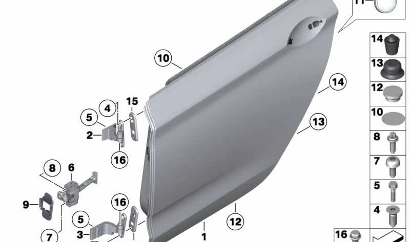 Bisagra puerta trasera inferior derecha OEM 41007228154 para BMW F07. Original BMW.