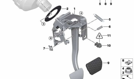 Mecanismo de pedal completo para BMW Serie 3 E92N, E93N (OEM 35006799731). Original BMW