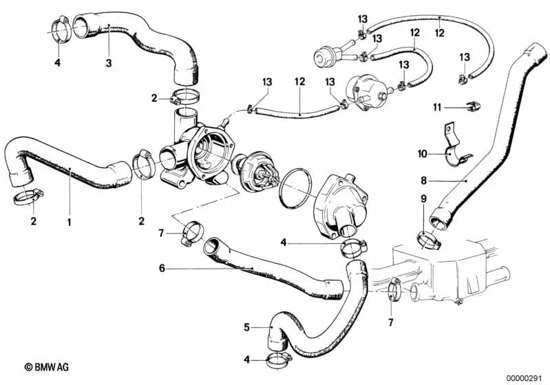 Manguera de agua para BMW Serie 3 E21 (OEM 11531268032). Original BMW.