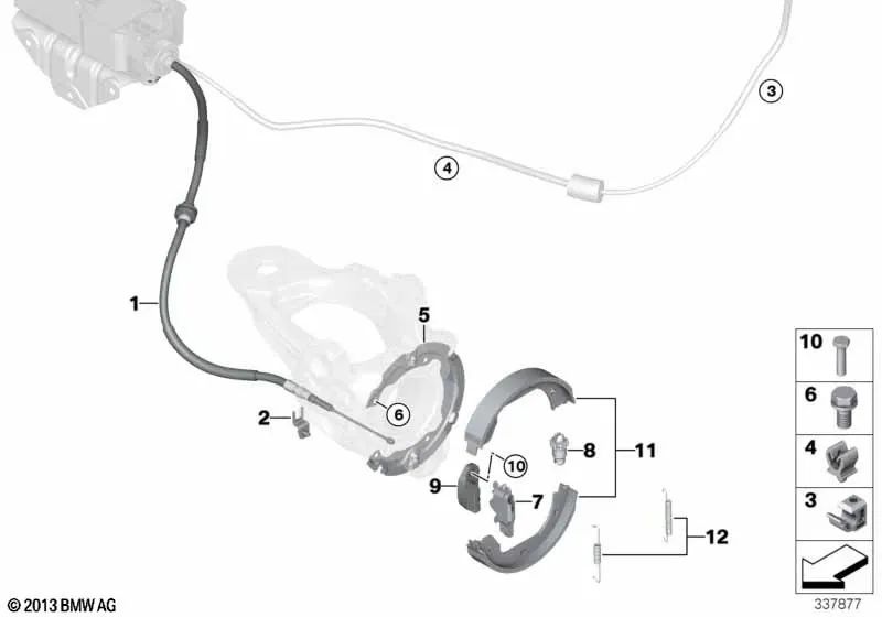 Linker Handbremsbowdenzug für BMW X5 E70, E70N, X6 E71, E72 (OEM 34436772103). Original BMW