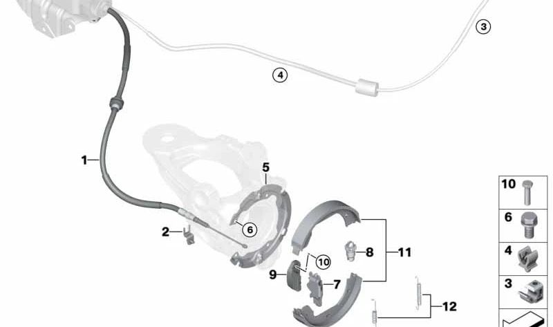 Soporte de muelle OEM 34436773602 para BMW E60, E61, F07, E63, E64, F01, F02, F04, E70, F15, F85, E71, E72, F16, F86. Original BMW