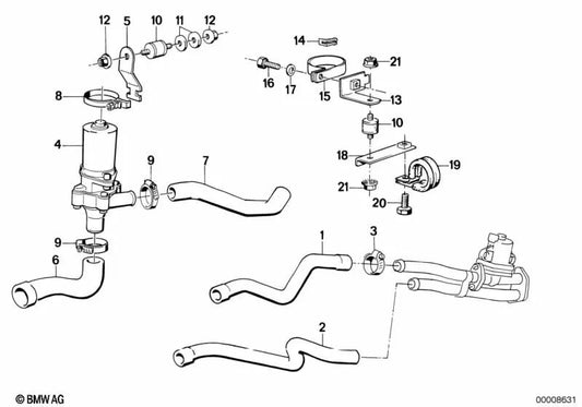 Rücklaufschlauch für BMW Serie 3 E30 (OEM 64211374909). Original BMW.