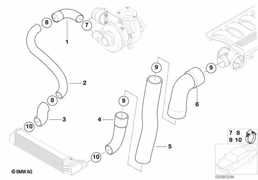 Tubo de presión para BMW Serie 5 E39 (OEM 11617787889). Original BMW