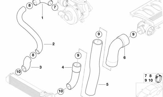 Gip de tuyau OEM 11617786526 pour BMW E82, E88, E46, E39, E38, E53. BMW d'origine.