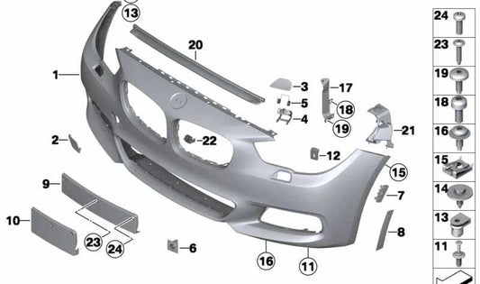 Carcasa para parachoques imprimada delantera para BMW F07, F07N (OEM 51118055053). Original BMW.