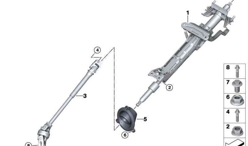 Eje de dirección inferior con doble articulación OEM 32306862088 para BMW G42, G20, G21, G28, G22, G23, G26. Original BMW.