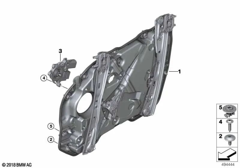 Mecanismo del elevalunas delantero izquierdo para BMW Serie 3 G20, G20N (OEM 61358498867). Original BMW