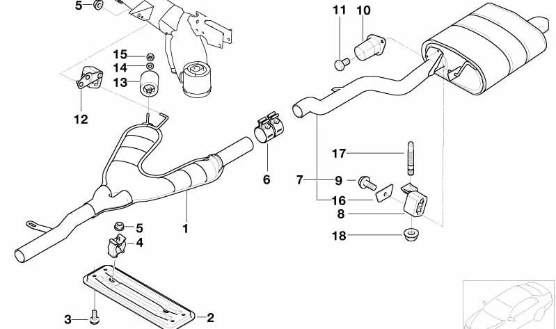 Soporte de escape OEM 18201435402 para BMW Serie 5 (E39). Original BMW.