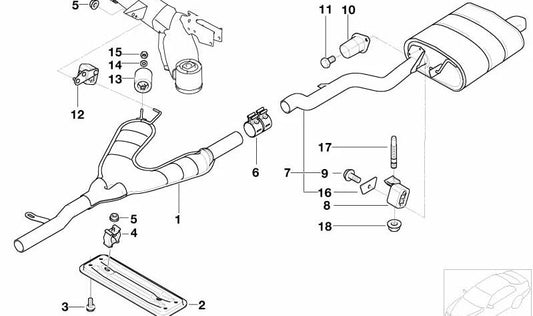 Silenciador trasero para BMW E39 (OEM 18101440361). Original BMW