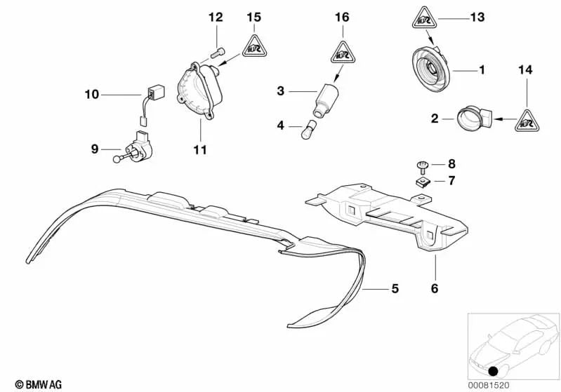 Portalámparas de Luz de Posición para BMW E39, E53 (OEM 63128370892). Original BMW.