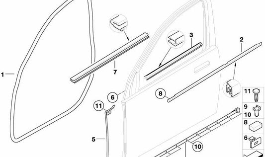 Cinta selladora para BMW Serie 7 E65, E66 (OEM 51337120260). Original BMW