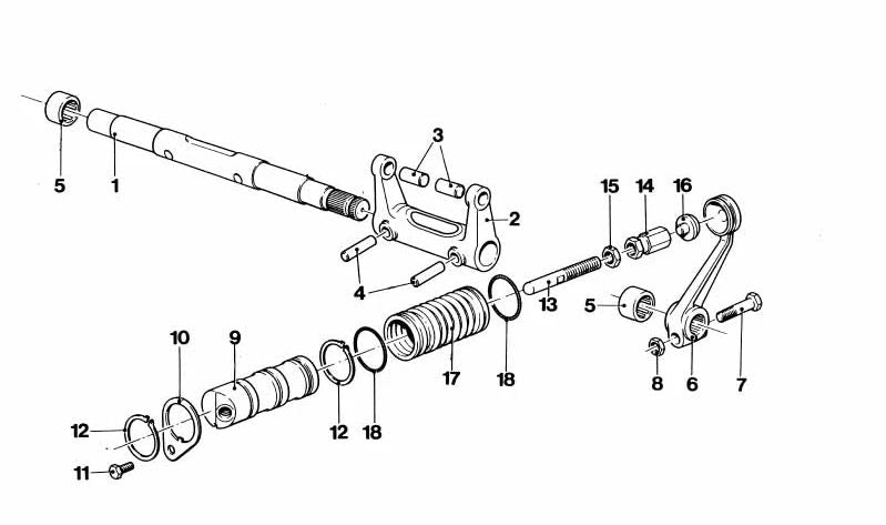 Palanca de desembrague OEM 21511207653 para BMW. Compatible con los modelos: E30, E34, E36, Z3. Original BMW.