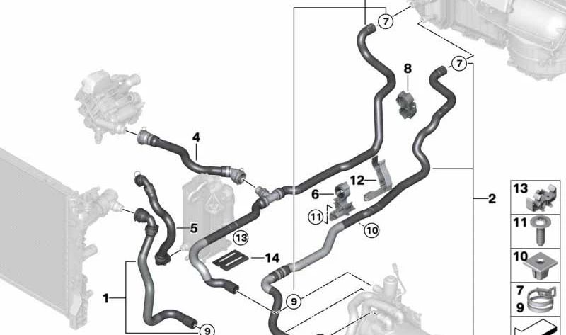 Manguera de Refrigerante para BMW G32, G32N (OEM 64219299666). Original BMW