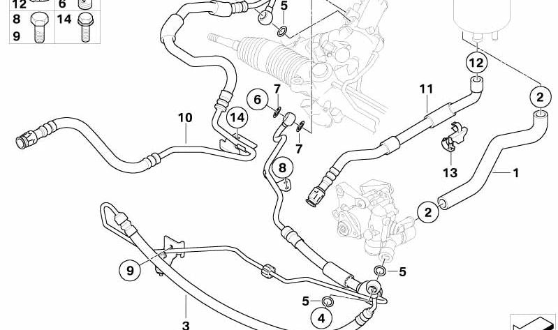 Return pipe for BMW 5 Series E60N, E61N, 6 Series E63N, E64N (OEM 32416782256). Original BMW