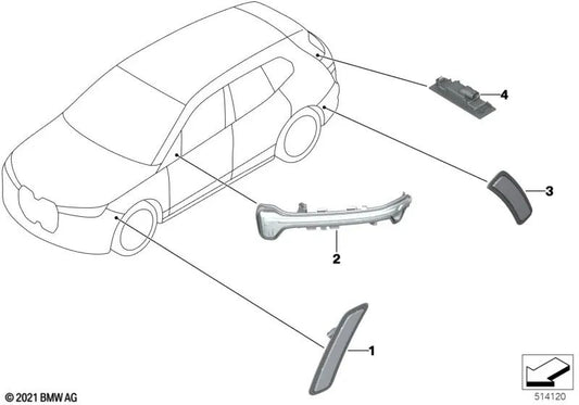 Luz de marcación lateral trasera izquierda para BMW i I20 (OEM 63147953891). Original BMW