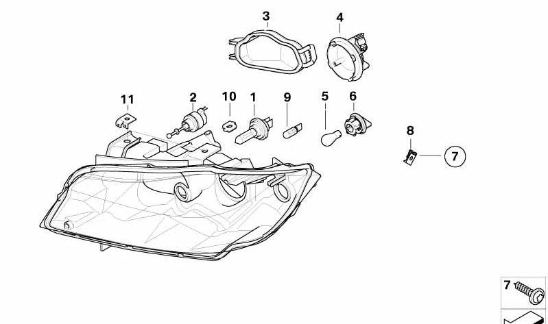 Tapa de alto para luz larga derecha OEM 63117159556 para BMW Serie 3 (E90, E91). Original BMW