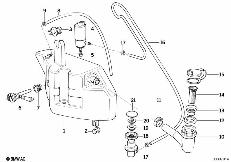 Boquilla de pulverización para BMW Serie 5 E34 (OEM 61688355004). Original BMW