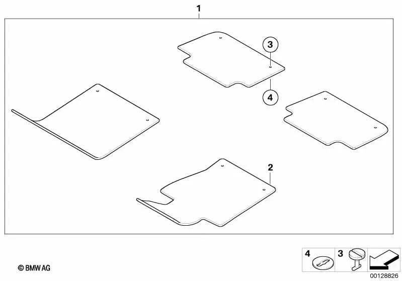 Juego de alfombrillas de velours para BMW Serie 3 E46 (OEM 51477007317). Original BMW