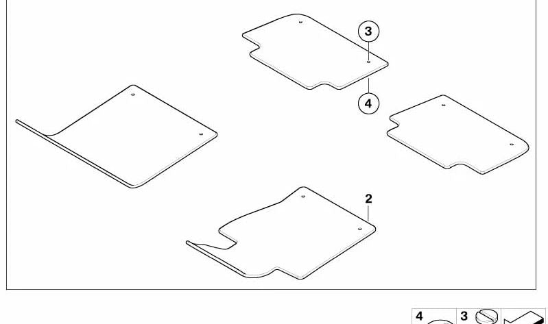 Alfombrillas de velours originales OEM 51477007318 para BMW Serie 3 E46 (todos los modelos compatibles).