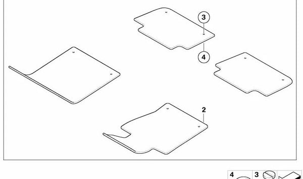 Alfombrilla de terciopelo para el lado del conductor OEM 51478228217 para BMW E46. Original BMW.