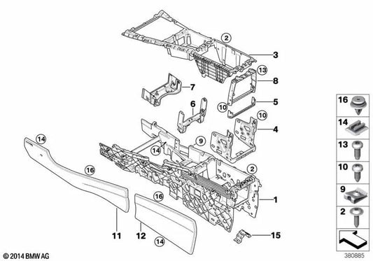 Revestimiento consola central trasera derecha para BMW X5 E70, E70N; X6 E71, E72 (OEM 51169213518). Original BMW.