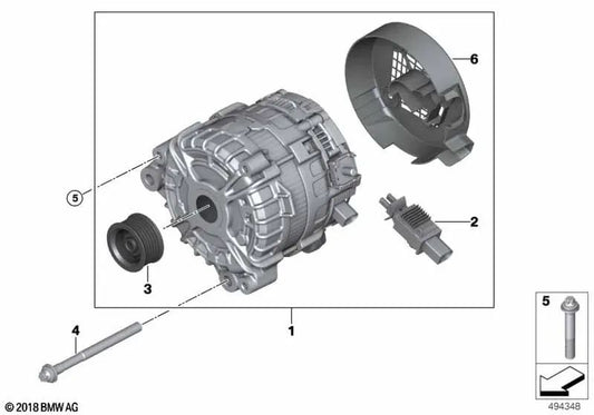 Generatorabdeckung für BMW F20N, F21N Serie 2 F22, F23, F45, F46 Serie 3 F30, F31, F34 Serie 4 F32, F33, F36 Serie 5 F10N, F11N X1 F48 X2 F39 X3 F25 X4 F26 X5 F15 MINI F54, F55, F56, F57, F60 (OEM 12315A284A6). Original BMW