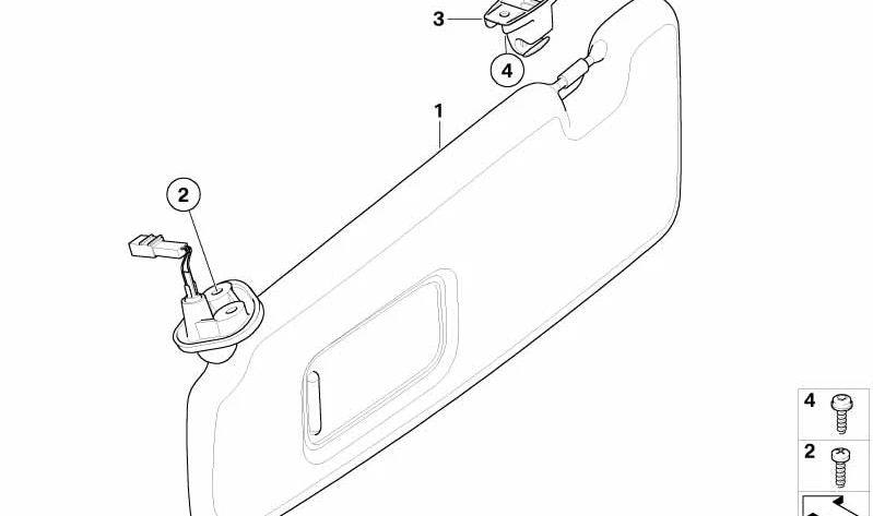 Parasol derecho con luz de maquillaje OEM 51167076700 para BMW Serie 6 (E63, E64). Original BMW.