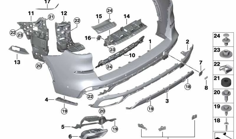 Soporte parachoques interior derecho para BMW G05N (OEM 51125A199D2). Original BMW