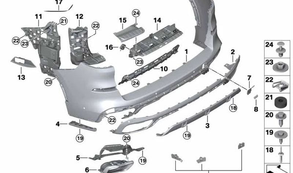 Soporte para parachoques trasero izquierdo OEM 51128069247 para BMW G05 (X5). Original BMW.