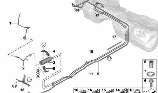 Conducto de ventilación para lavado para BMW Serie 3 F34N, F35N (OEM 16127375513). Original BMW.