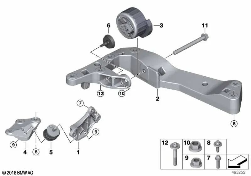 Traviesa de la transmisión para BMW G80, G81, G26, G82, G83, F97, F97N, G01N, F98 (OEM 22318089422). Original BMW