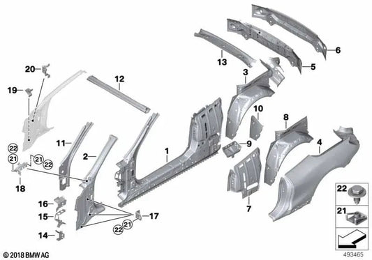 A-Säule exterior derecha para BMW F91, G14 (OEM 41007494520). Original BMW.