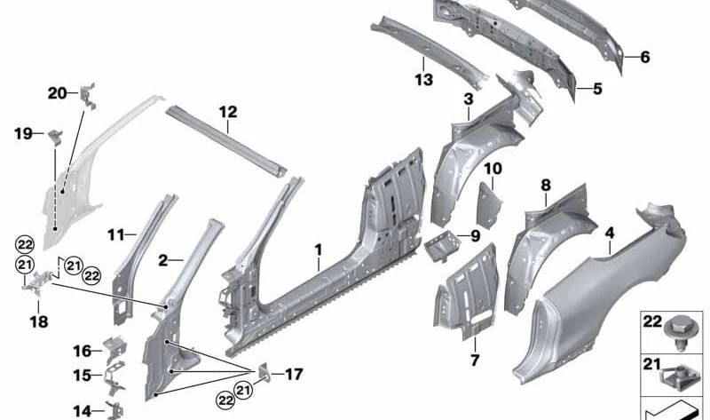 Pilar nach links Outdoor OEM 41007494519 für BMW F91 und G14. Original BMW.