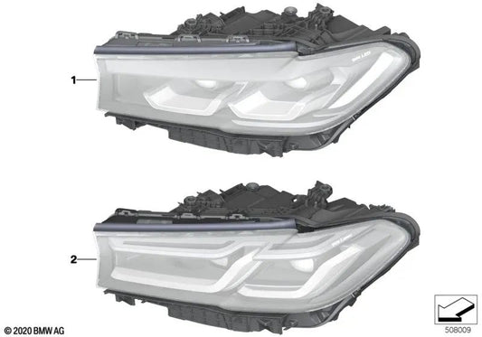 Right AHL LED headlights for BMW 5 Series F90N, G30N, G31N (OEM 63118084376). Genuine BMW