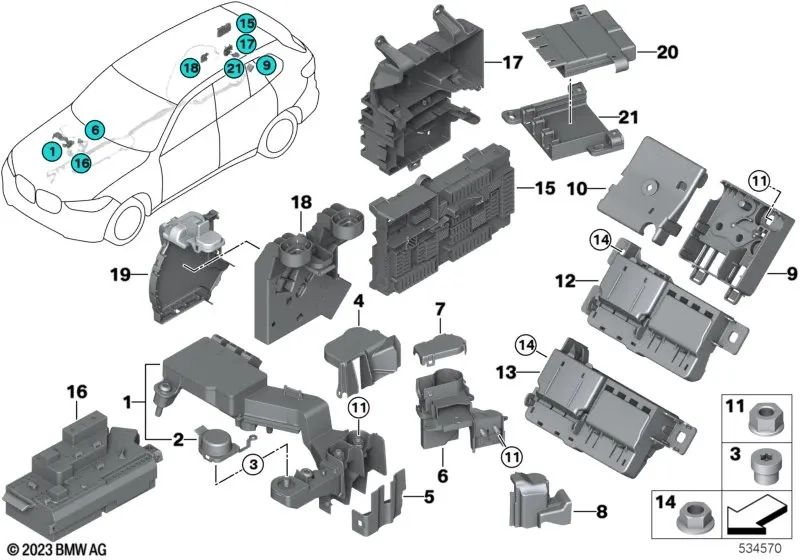 B+ External Start Point Distributor for BMW G05, G18, G06, G07 (OEM 61146841551). Genuine BMW.